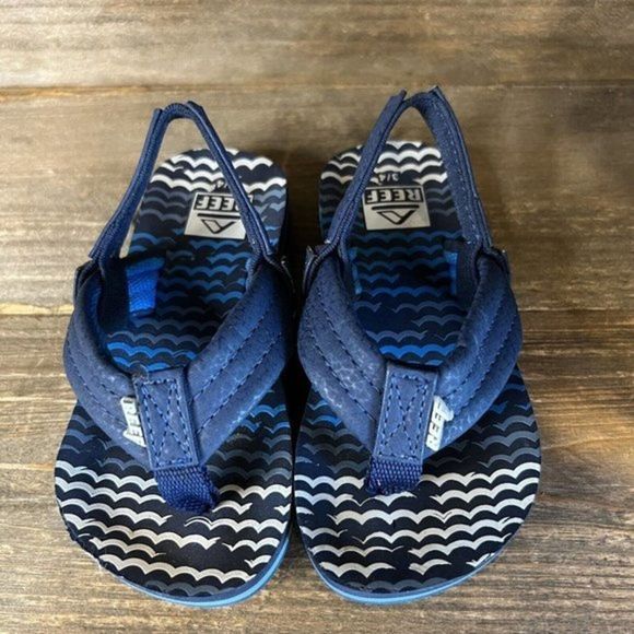 Kids Childrens Baby Reef Sandals Flip Flops Blue Size 3 4 C GUC - Picture 3 of 6